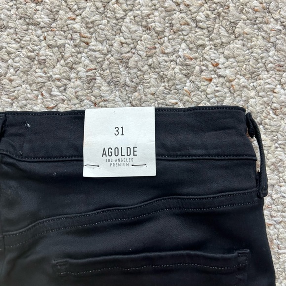 AGOLDE Jeans NWT Sophie High Rise Skinny Womens 31 Black Luxe Denim Stretch - Picture 5 of 12